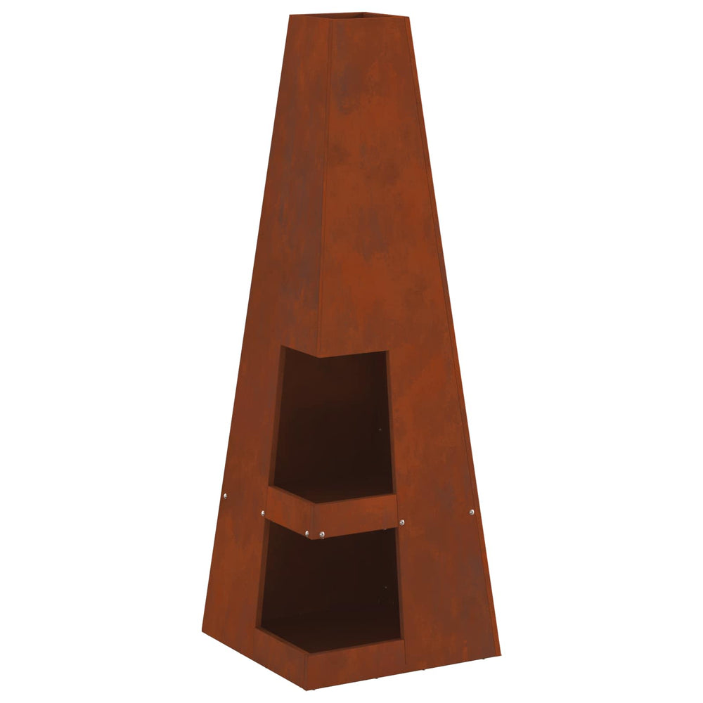 Feuerstelle Braun Wetterstahl 35x35x100cm