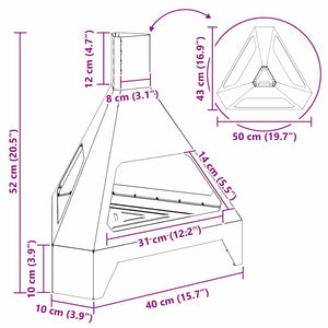 Feuerstelle Braun Wetterfeststahl 50x43x52cm