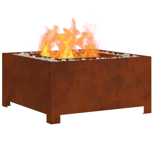 Feuerstelle Braun 60x60 cm aus Cortenstahl