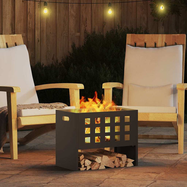 Feuerstelle Stahl Schwarz 50x30x40cm