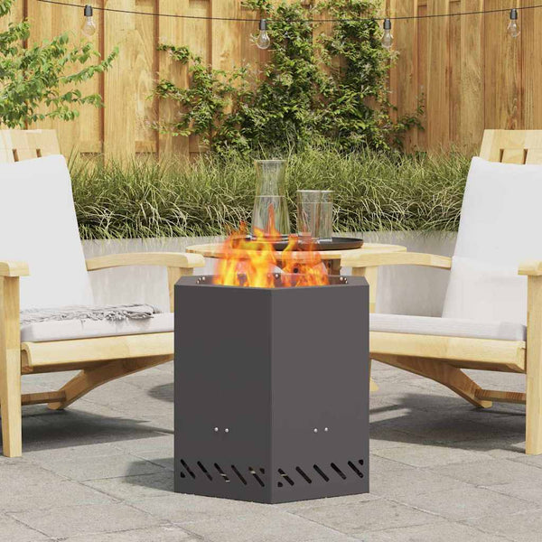 Rauchfreier Feuerkorb Schwarz Stahl 48cm