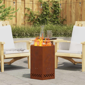 vidaXL Brasero sans fumée marron 38 x 38 x 51 cm Acier résistant aux intempéries