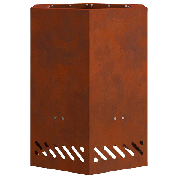 vidaXL Brasero sans fumée marron 38 x 38 x 51 cm Acier résistant aux intempéries