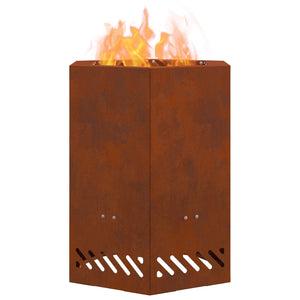 vidaXL Brasero sans fumée marron 38 x 38 x 51 cm Acier résistant aux intempéries