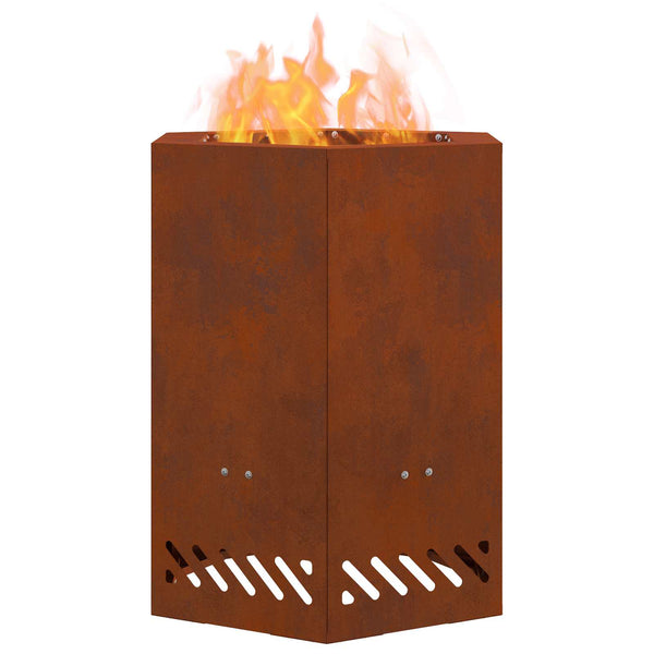 vidaXL Brasero sans fumée marron 38 x 38 x 51 cm Acier résistant aux intempéries