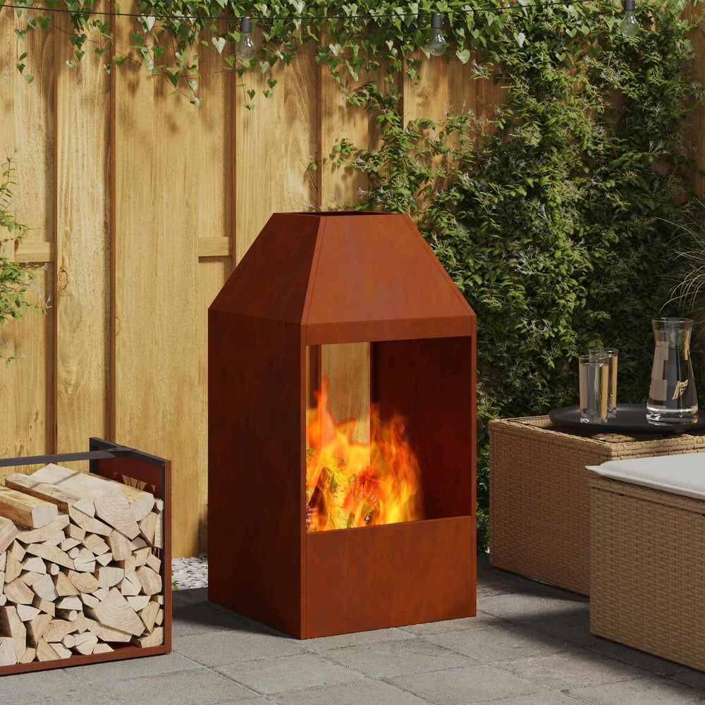 Feuerstelle Braun Wetterfeststahl 50x50x100cm
