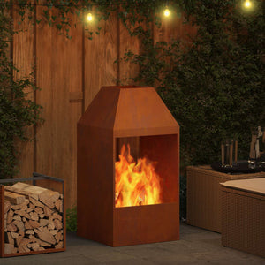 Feuerstelle Braun Wetterfeststahl 50x50x100cm