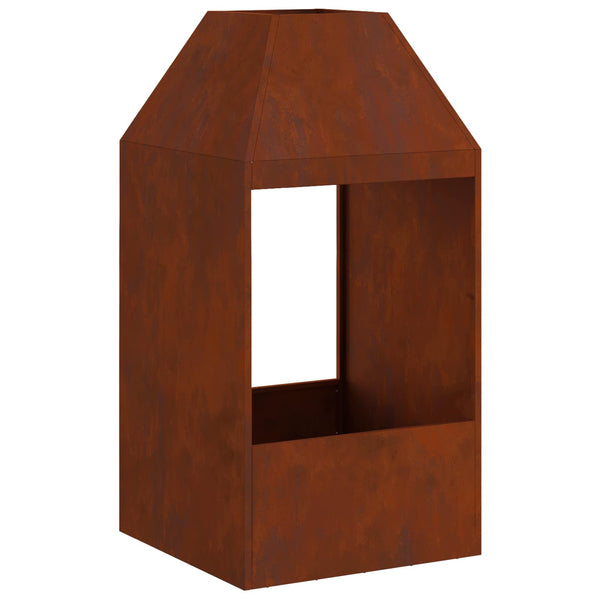 Feuerstelle Braun Wetterfeststahl 50x50x100cm