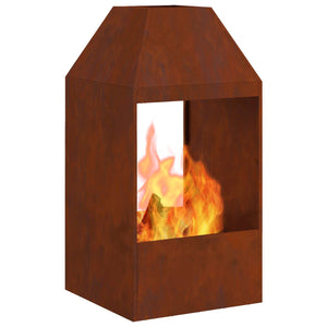 Feuerstelle Braun Wetterfeststahl 50x50x100cm