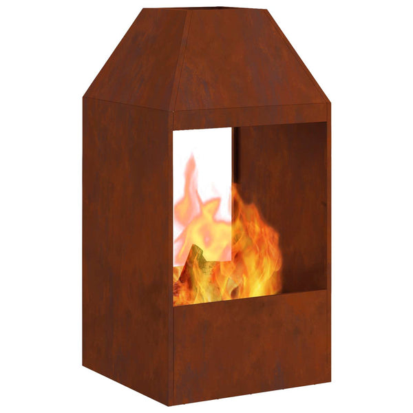 Feuerstelle Braun Wetterfeststahl 50x50x100cm