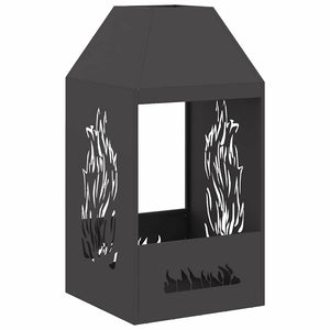 Feuerstelle Schwarz Stahl 50x50x100cm