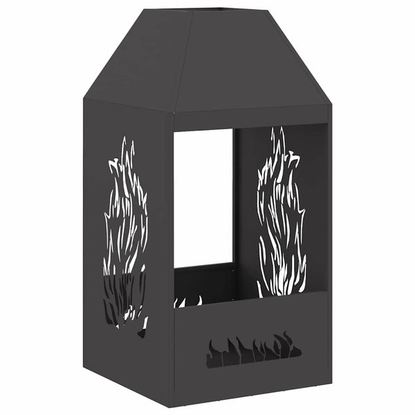 Feuerstelle Schwarz Stahl 50x50x100cm
