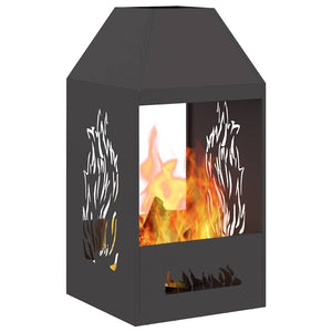 Feuerstelle Schwarz Stahl 50x50x100cm