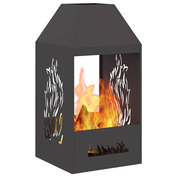 Feuerstelle Schwarz Stahl 50x50x100cm