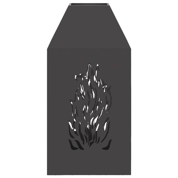 Feuerstelle Schwarz Stahl 50x50x100cm