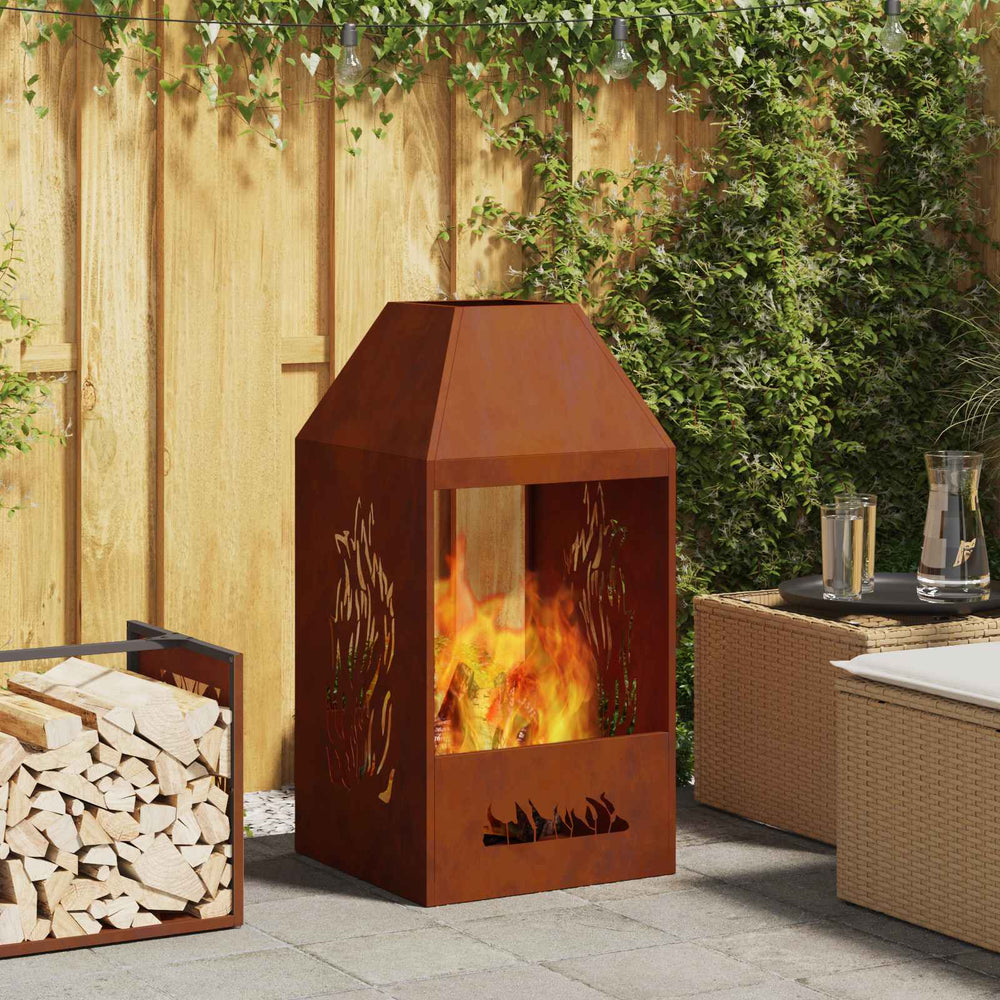 Feuerstelle Braun Wetterstahl 50x50x100cm