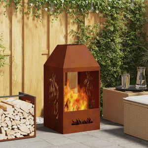 Feuerstelle Braun Wetterstahl 50x50x100cm