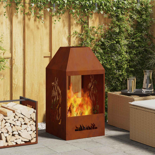 Feuerstelle Braun Wetterstahl 50x50x100cm