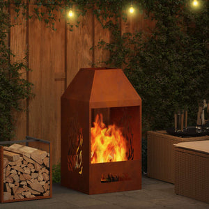 Feuerstelle Braun Wetterstahl 50x50x100cm