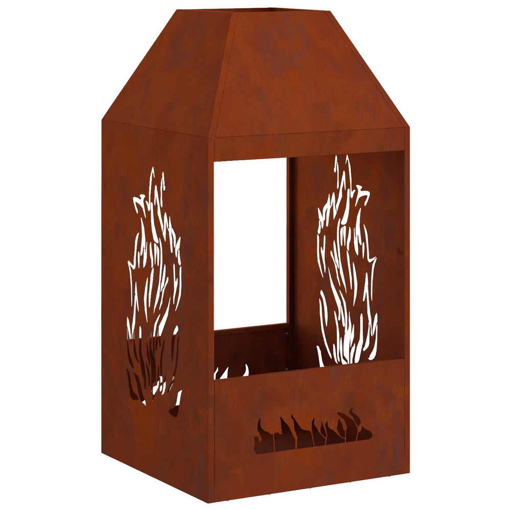 Feuerstelle Braun Wetterstahl 50x50x100cm