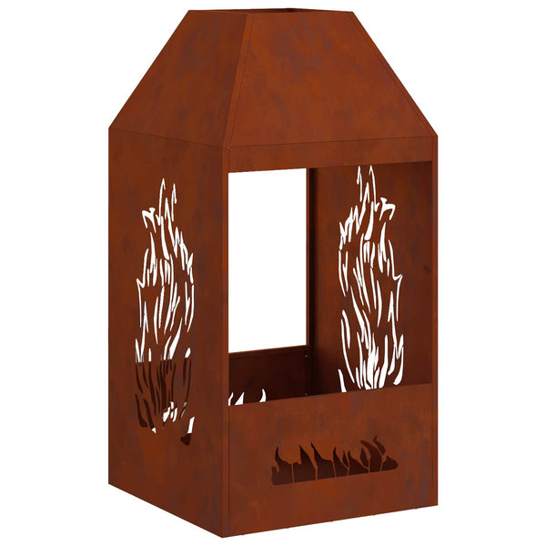Feuerstelle Braun Wetterstahl 50x50x100cm