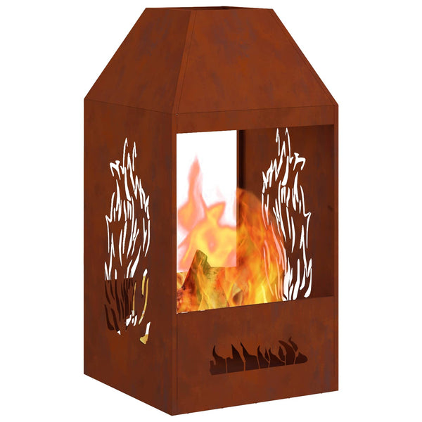 Feuerstelle Braun Wetterstahl 50x50x100cm