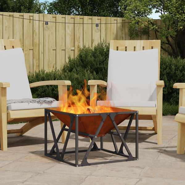 Feuerstelle Braun Wetterfeststahl 50x50x35cm