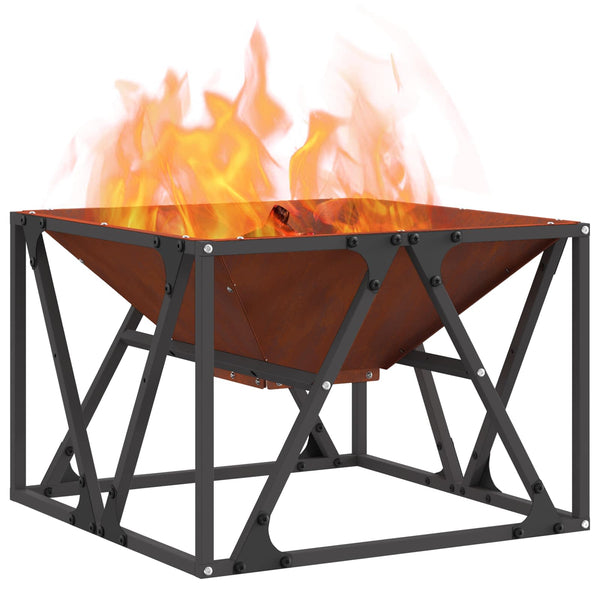 Feuerstelle Braun Wetterfeststahl 50x50x35cm