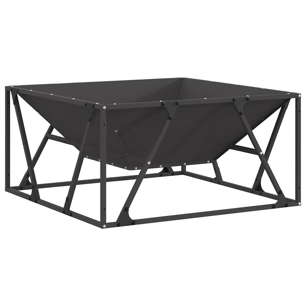 Feuerstelle Schwarz Stahl 80x80 cm
