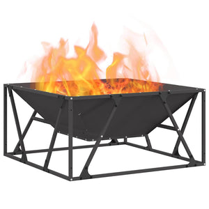 Feuerstelle Schwarz Stahl 80x80 cm