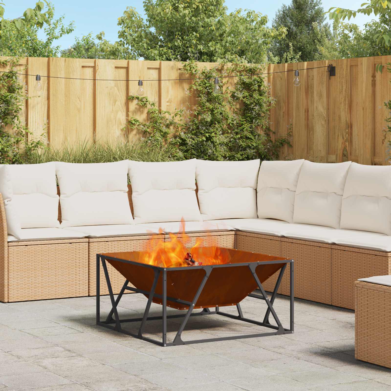 Feuerstelle Braun 80x80 cm aus Wetterfeststahl