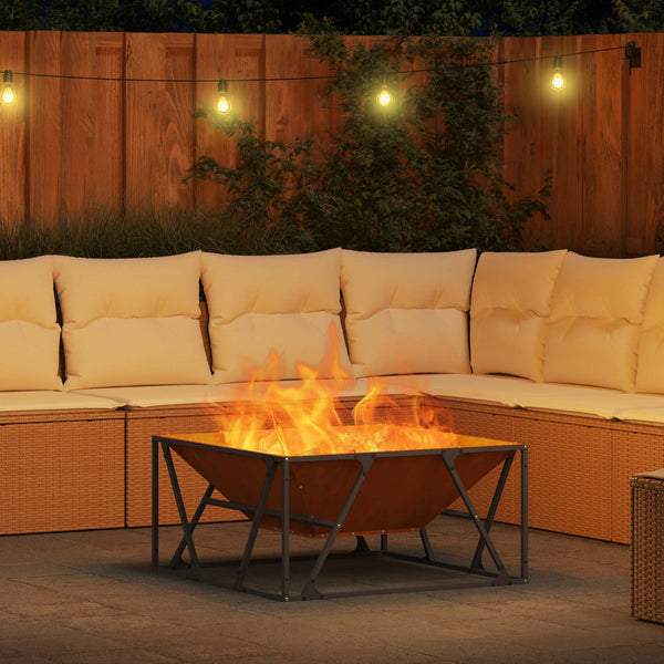 Feuerstelle Braun 80x80 cm aus Wetterfeststahl