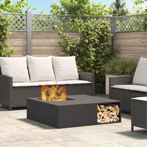 Feuerstelle Schwarz Stahl 100x100x30cm