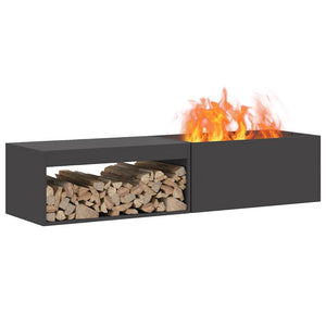 Feuerstelle Schwarz Stahl 160cm
