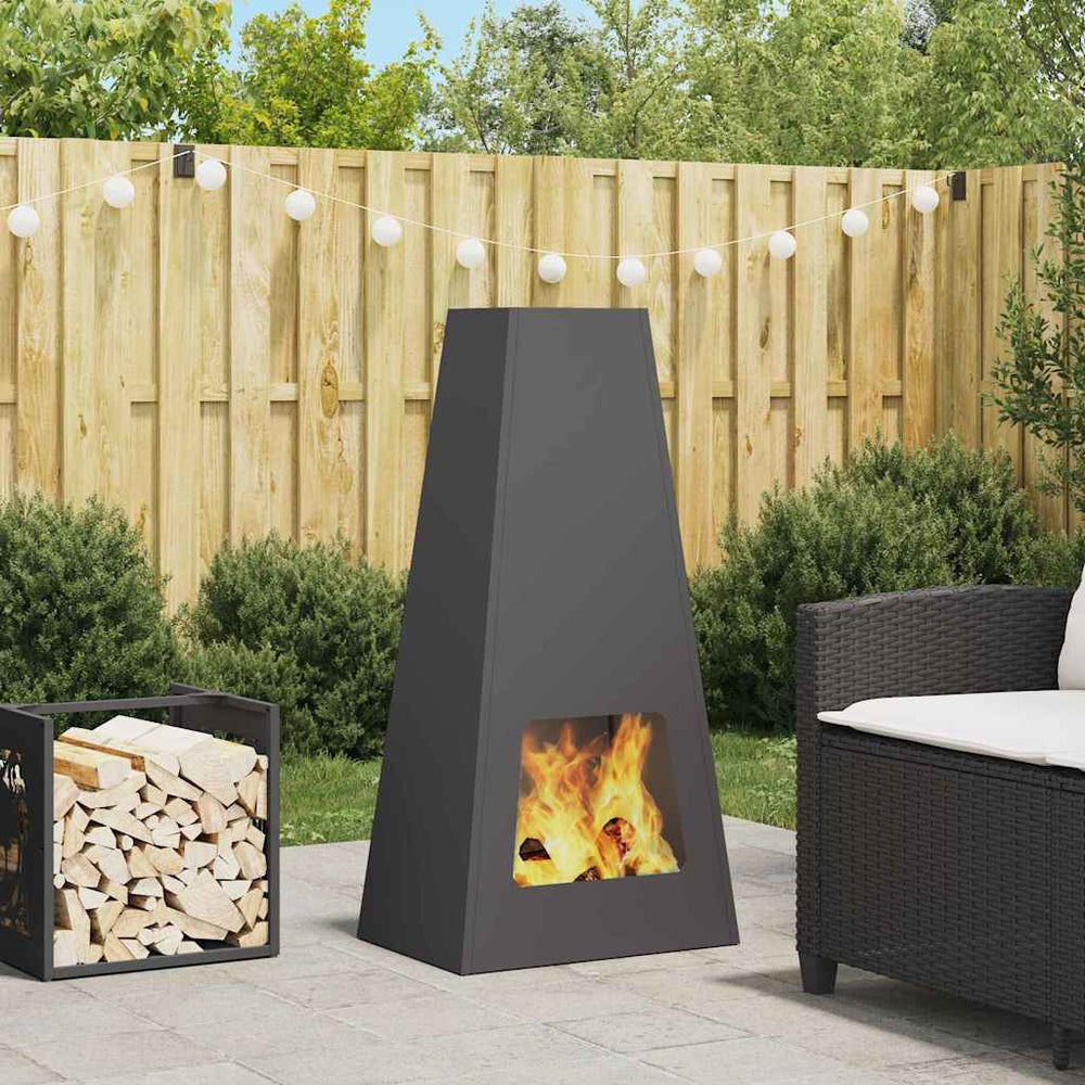 Feuerstelle Schwarz Stahl 50x35x100cm