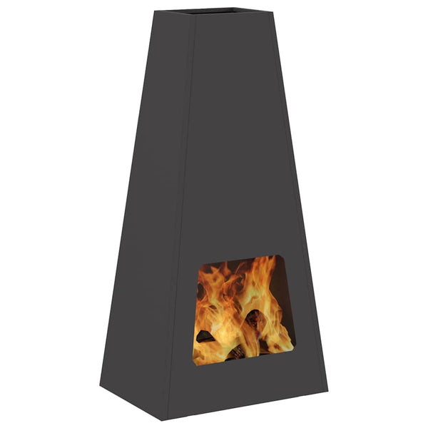 Feuerstelle Schwarz Stahl 50x35x100cm