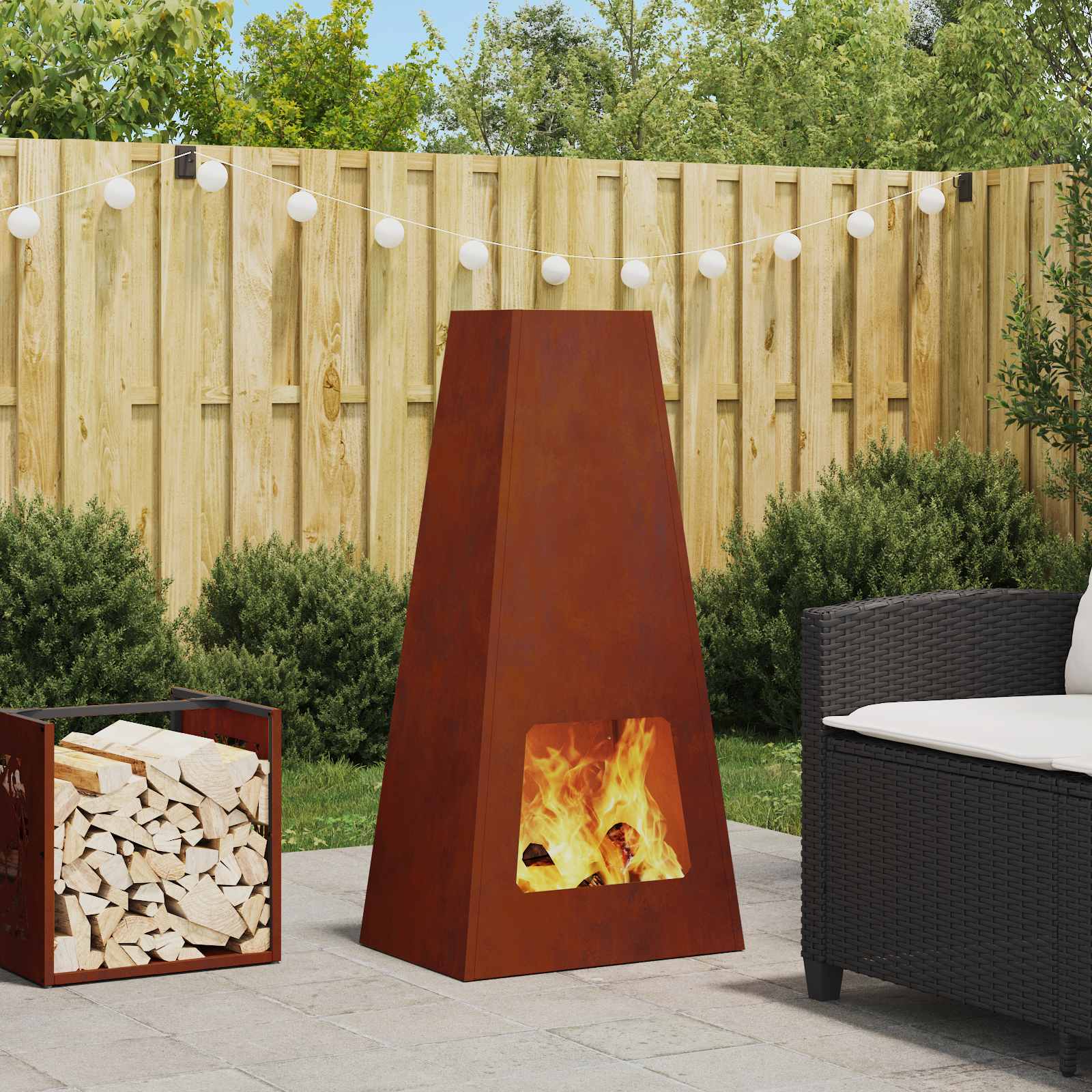 Feuerstelle Braun Wetterfeststahl 50x35x100cm