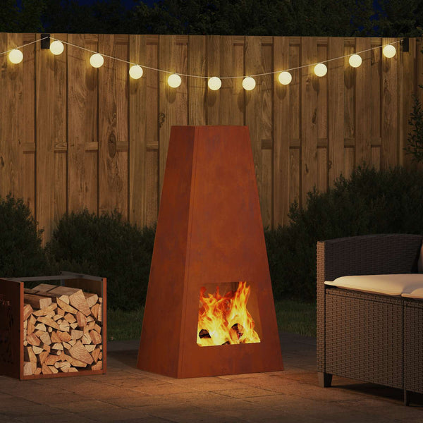 Feuerstelle Braun Wetterfeststahl 50x35x100cm