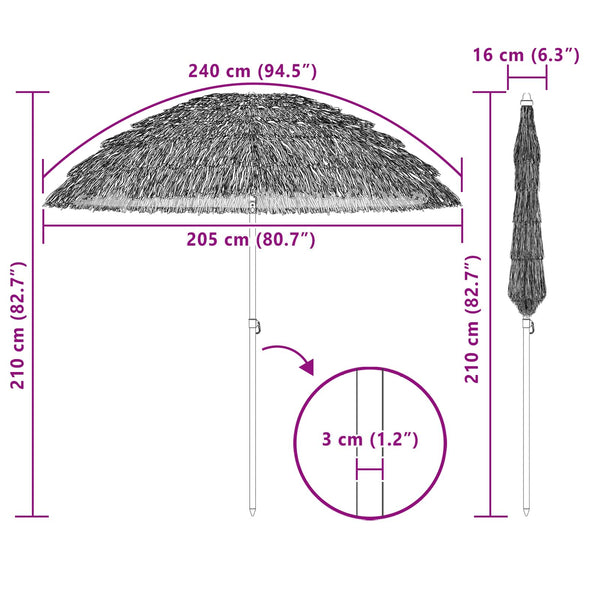 vidaXL Parasol de jardin Naturel 205 x 205 x 210 cm