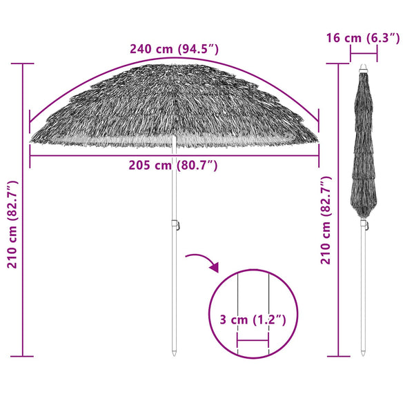 Strand Sonnenschirm Natur 205cm