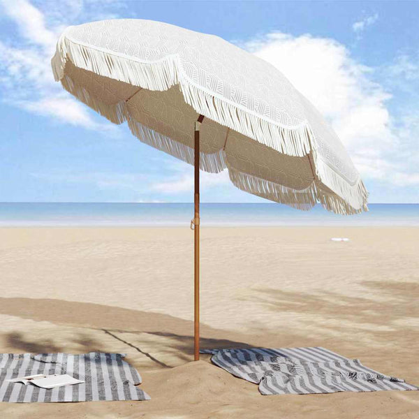 Grau-Weißer Strandsonnenschirm 205cm