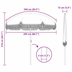 Grau-Weißer Strandsonnenschirm 205cm