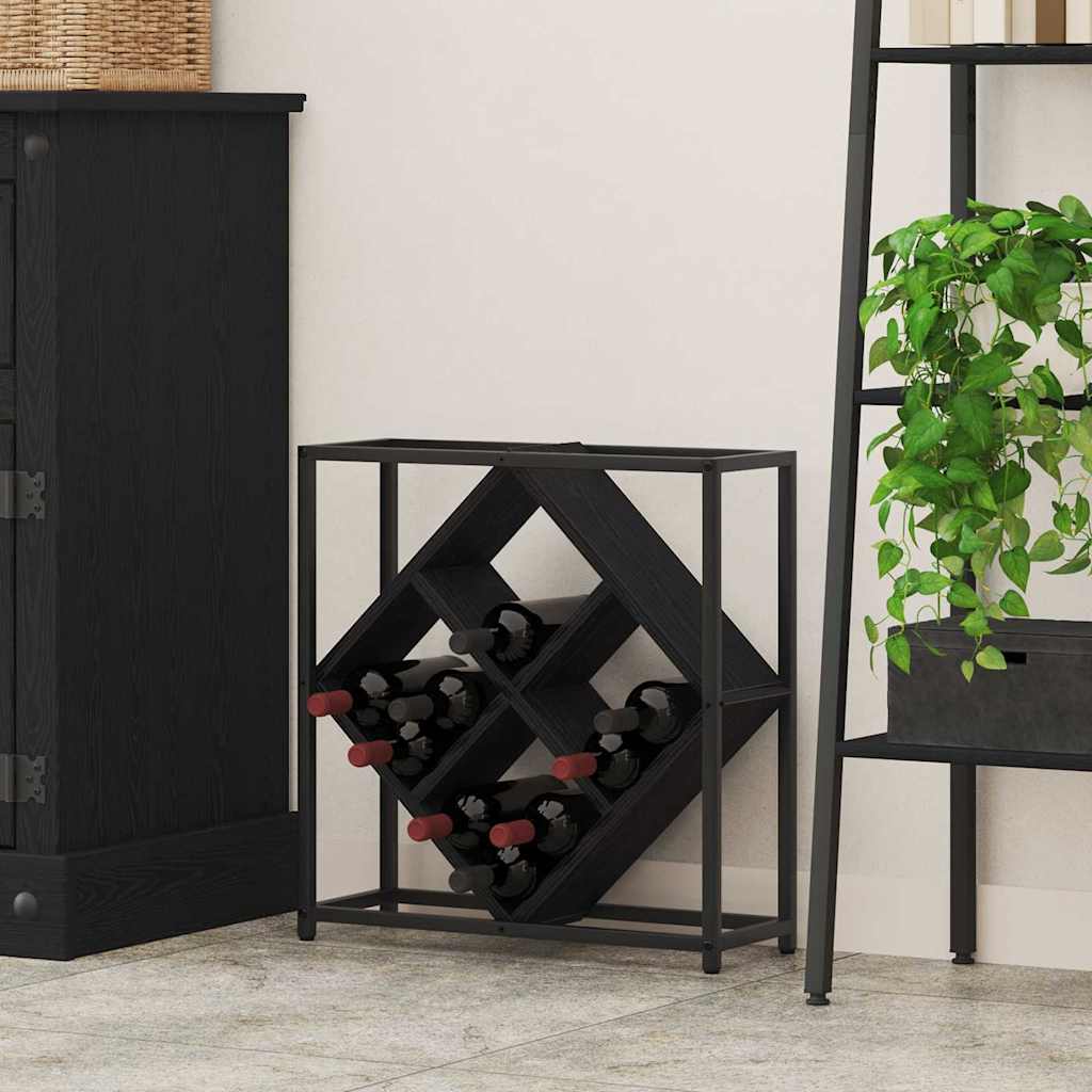 Weinregal Schwarz Eiche für 6 Flaschen