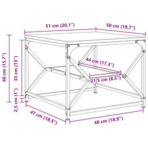 Schwarzer Couchtisch Eichenoptik 51x50x40 cm