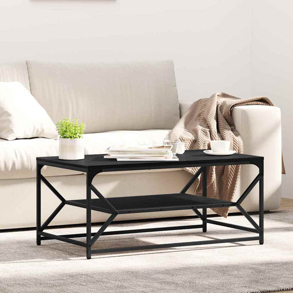 Schwarzer Couchtisch Eichen-Optik 90x50 cm
