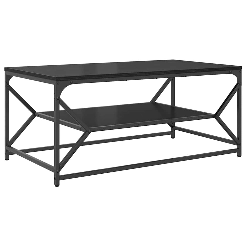 Schwarzer Couchtisch Eichen-Optik 90x50 cm