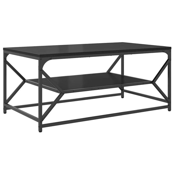 Schwarzer Couchtisch Eichen-Optik 90x50 cm