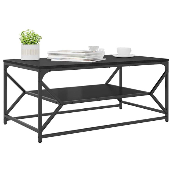 Schwarzer Couchtisch Eichen-Optik 90x50 cm