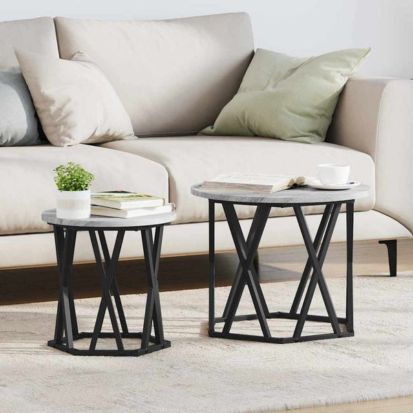 2er-Set Beistelltische Grau Sonoma
