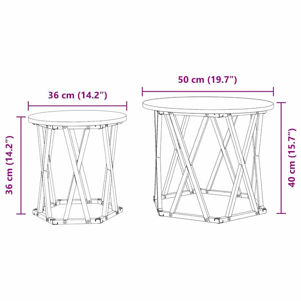 2er-Set Beistelltische Grau Sonoma